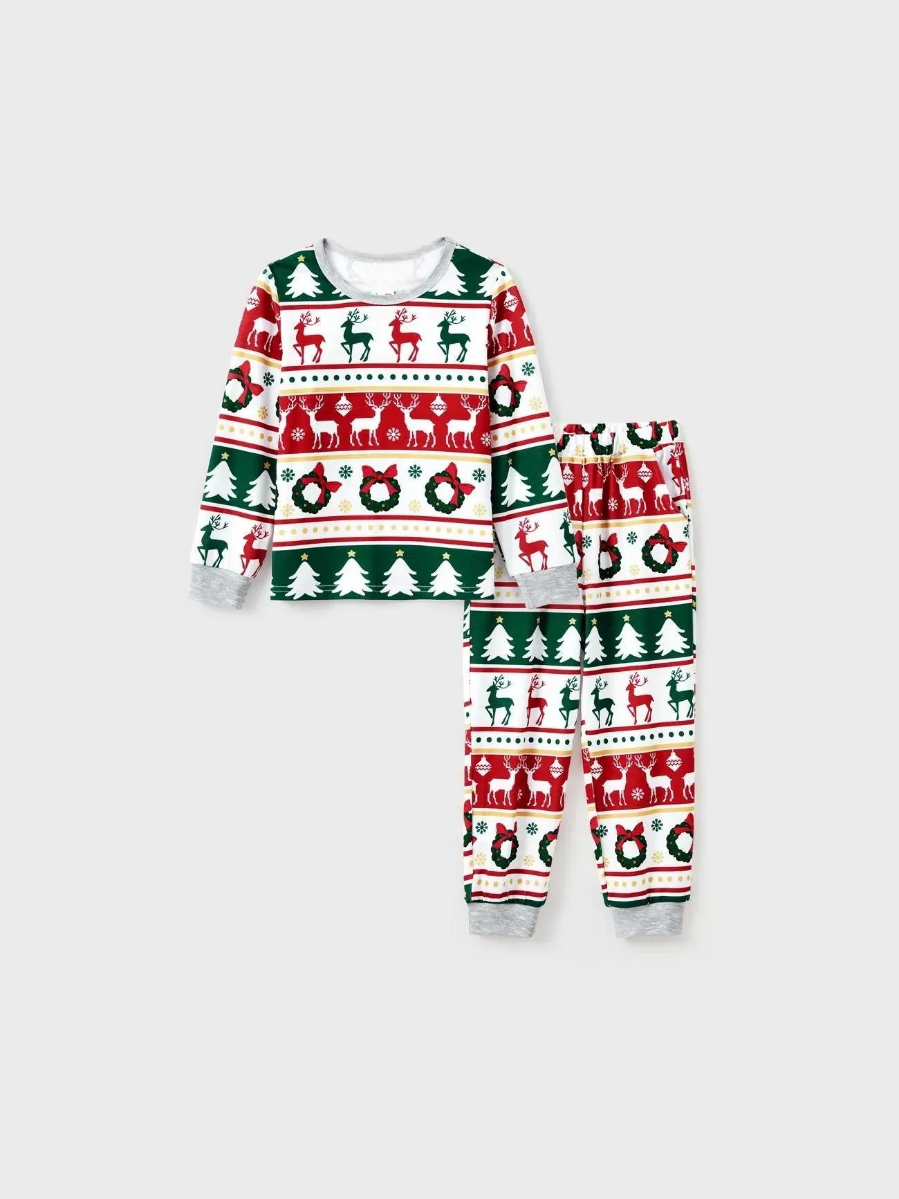 Printed Christmas Theme Family Matching Top And Pajama Set