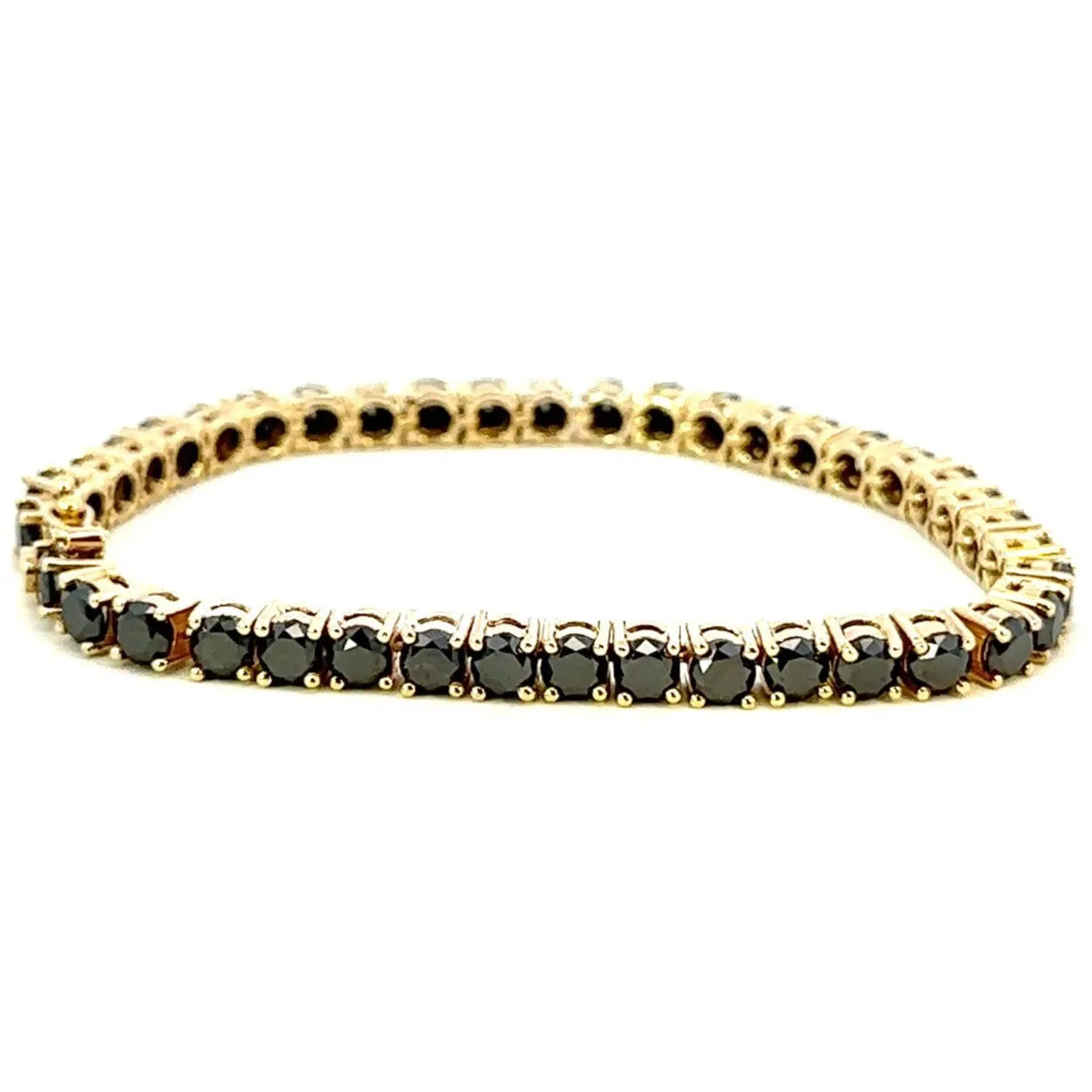 "Valentine's Sparkle: 10K Gold Black Diamond Tennis Bracelet"