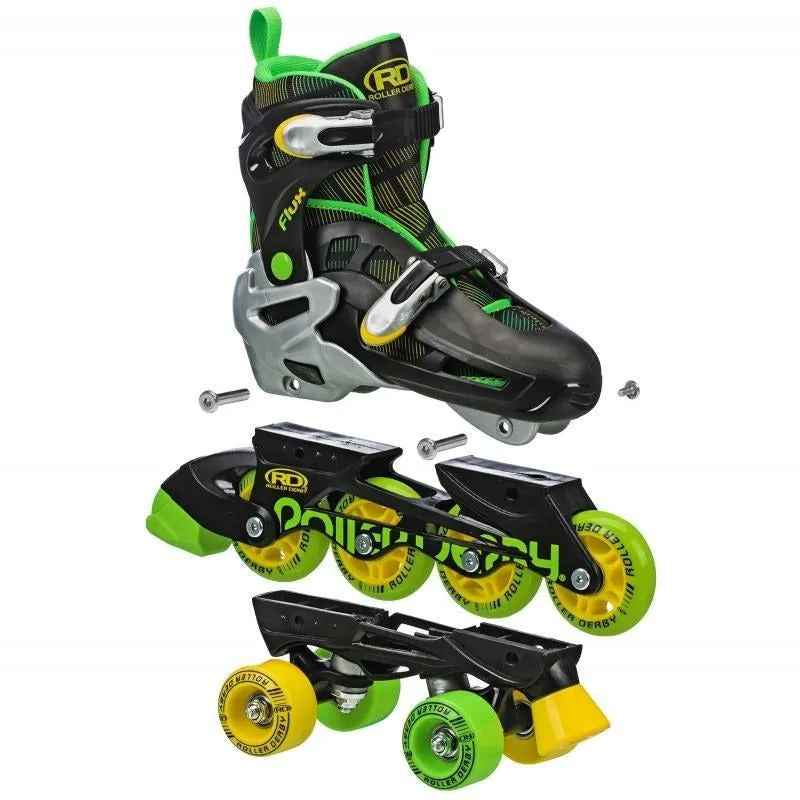 Roller Derby Flux 2in1 Inline   Quad Combo Youth Skate