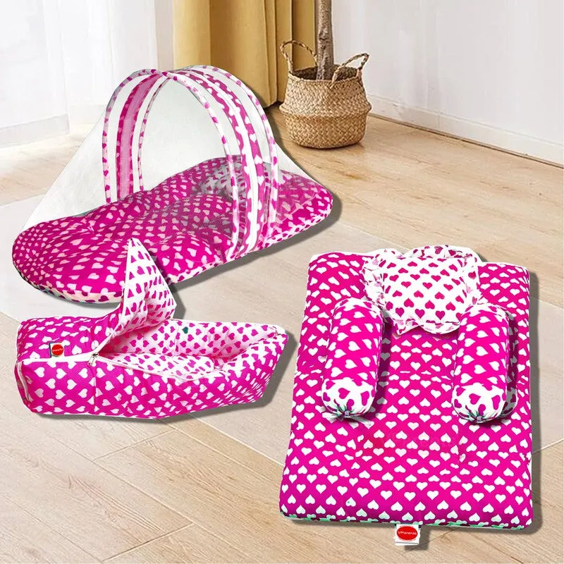 Rosy Baby 3 Piece Bedding Set with Bolsters Sleeping Bag Combo (Pink)