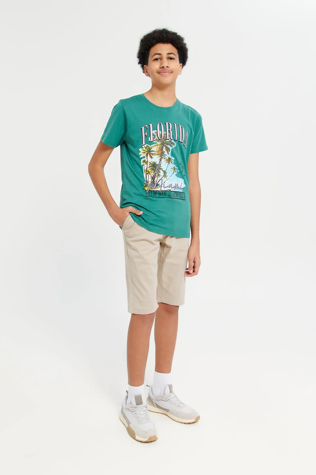 Senior Boys Green Florida Miami Graphic T-Shirt