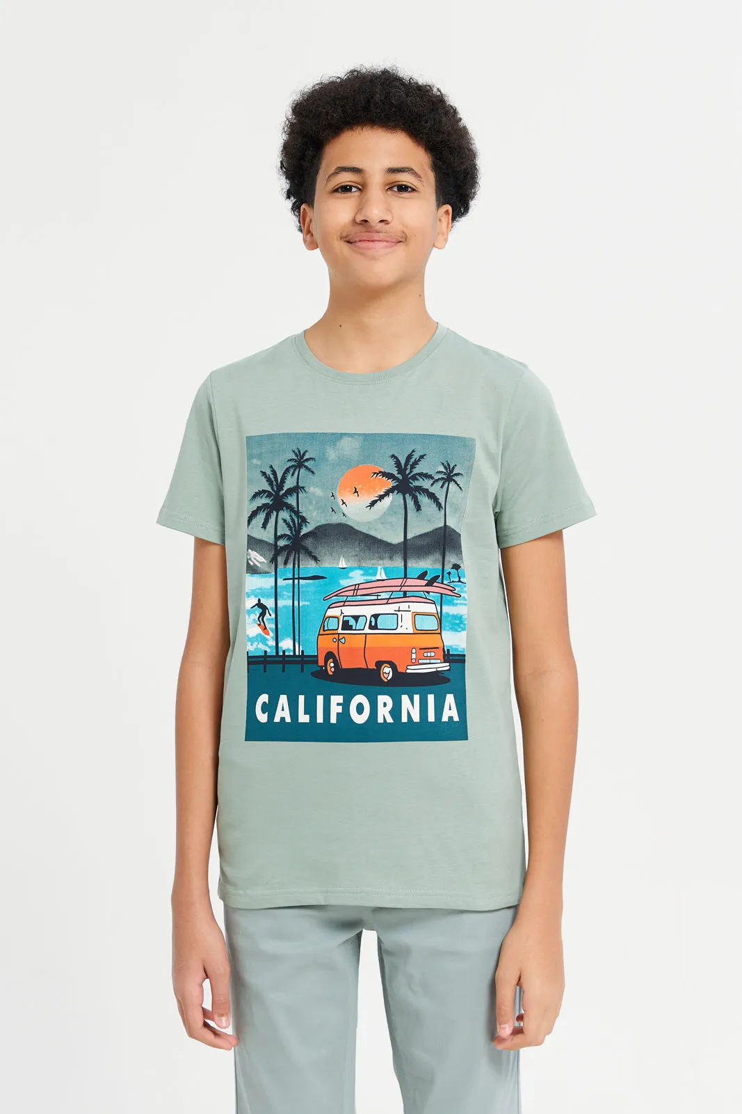 Senior Boys Mint California Graphic T-Shirt