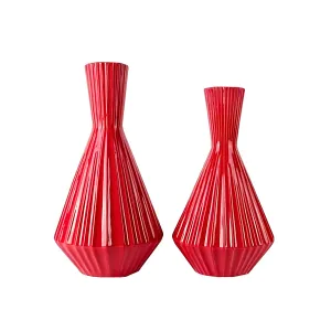 Set of 2-Vases-Water Jug Shape-Santa Fe Style-Red-Home D Cor-Earthy-Rustic-Organic-Southwest-Home Ac