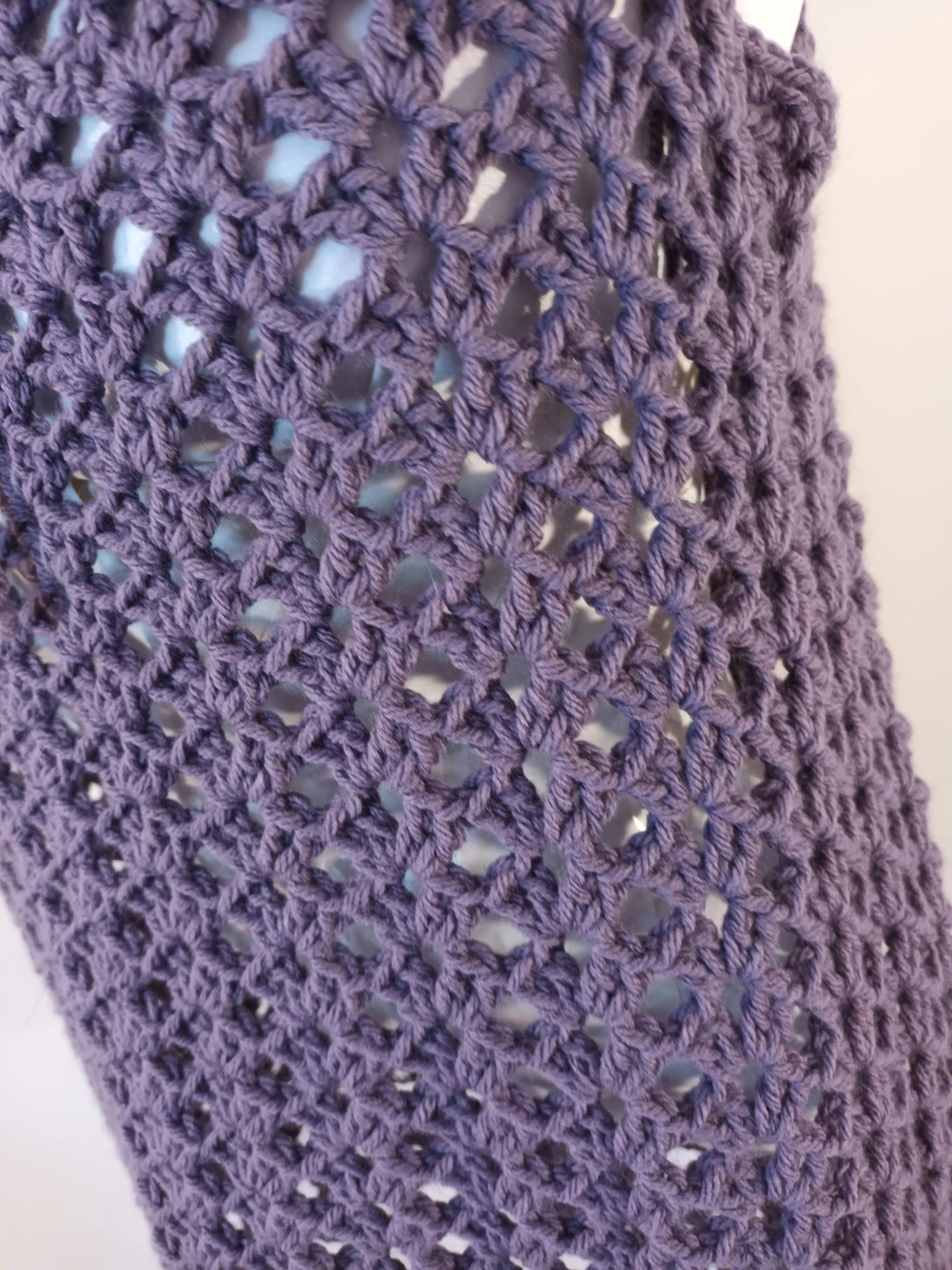 So Soft deep lilac/purple long tank, handmade crochet size LG/XL womens