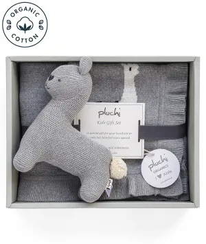 Sweet Lama Gift Bundle- (Set of  2 - Blanket & Soft Toy) in Light Grey Melange