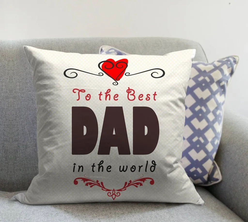 TIED RIBBONS Fathers Day Birthday Anniversary Best Gift for Mom Dad from Son Daughter | Gift for Father | Set of 2 Printed Cushion(12 Inch X 12 Inch) with Free Filler Combo Set