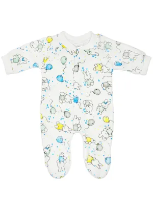 Tiny Baby Size Sleepsuit - Terrycloth, Bunnies & Balloons