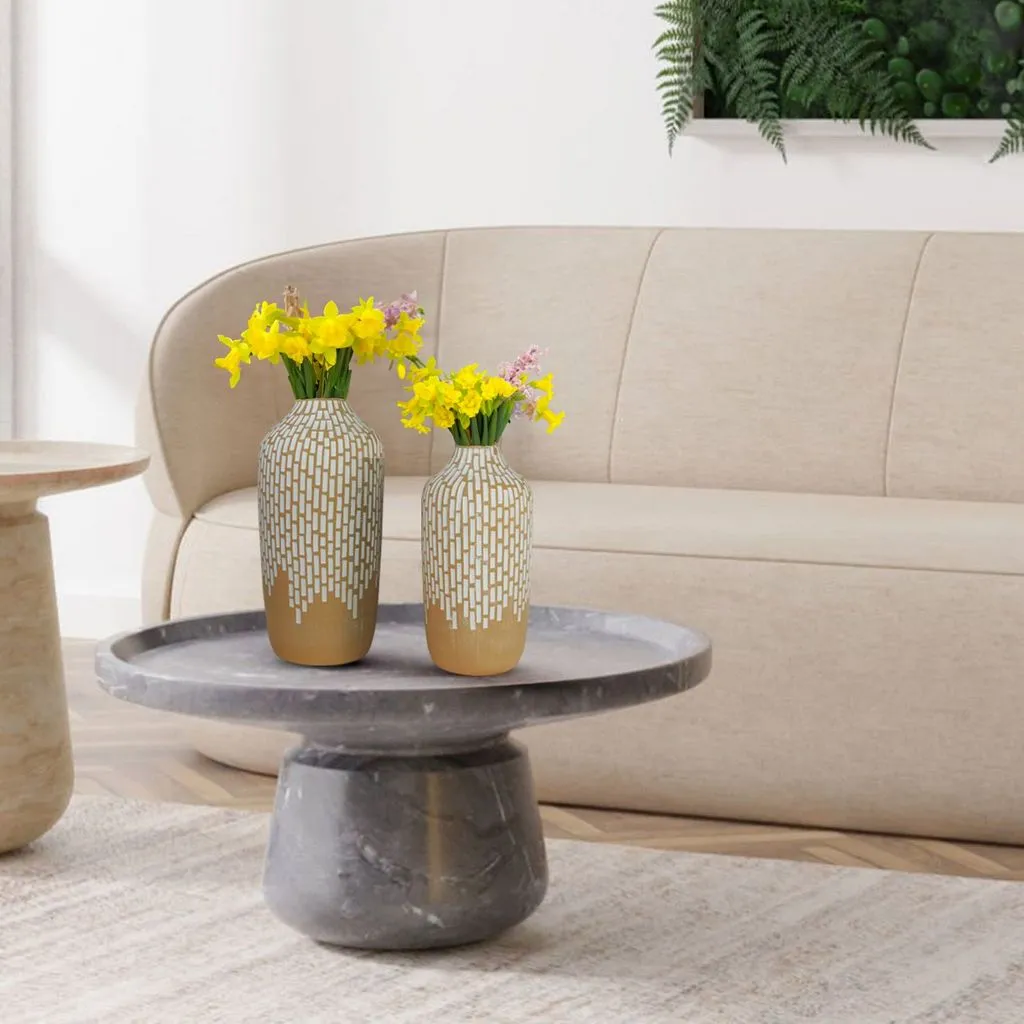 Vase-Set of 2-Oblong Vases-Earthy-Textured-Home Decor-Home Accent-Gift