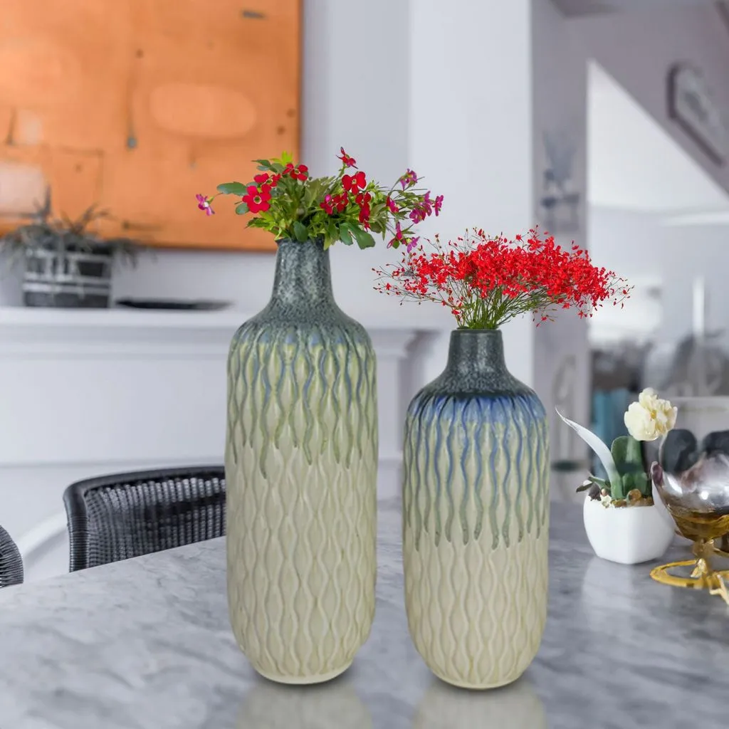 Vase-Urn-Set of Two-Decorative-Centerpiece-Home Accent-Home Decor-Eclectic-Elegant-Gift