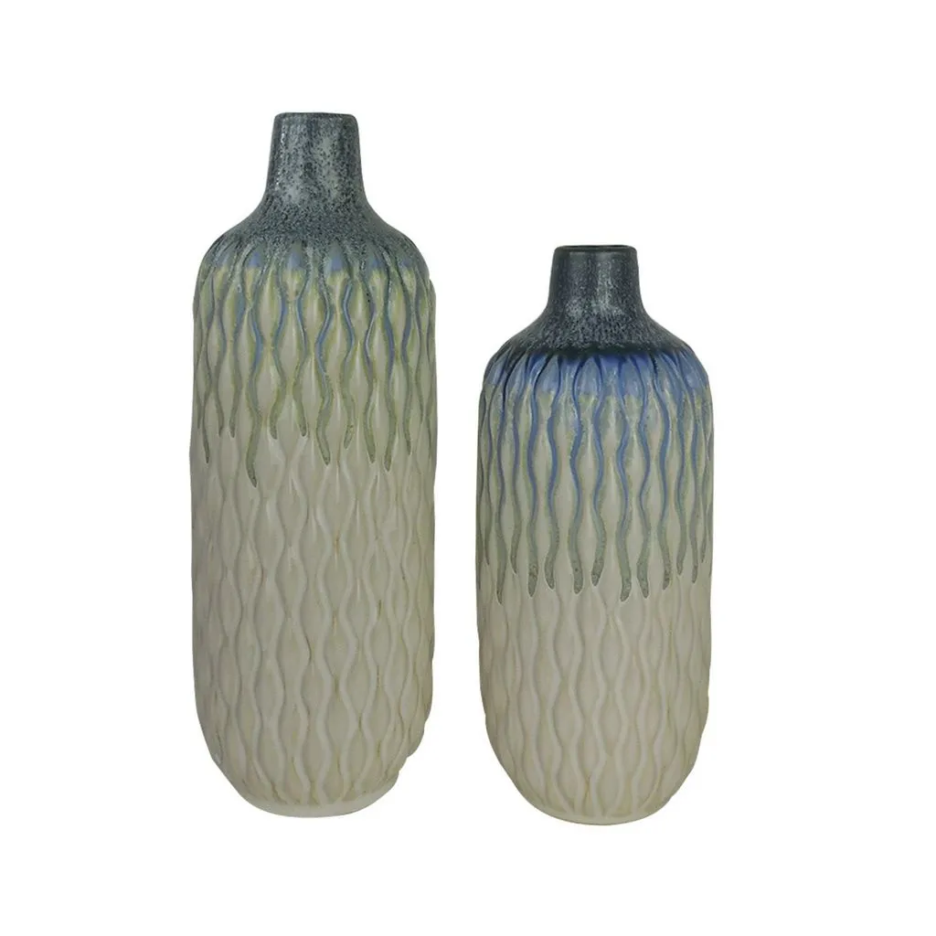 Vase-Urn-Set of Two-Decorative-Centerpiece-Home Accent-Home Decor-Eclectic-Elegant-Gift