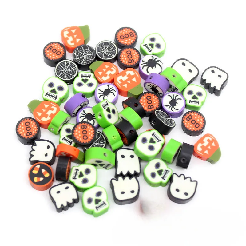 Wholesale 1000pcs/pack Skull Pumpkin Ghost Soft Pottery Beads