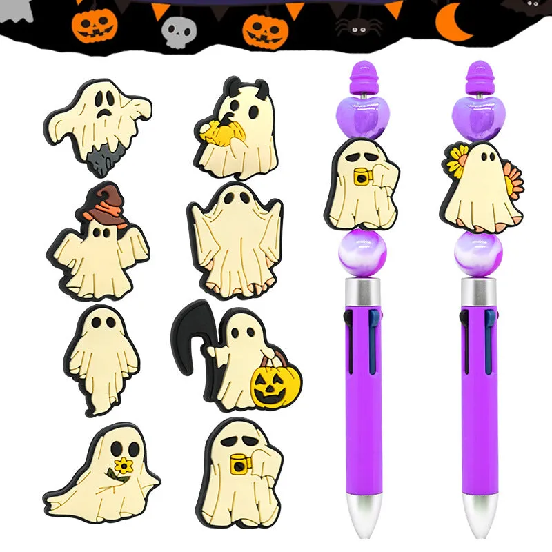 Wholesale 100pcs Halloween PVC Soft Rubber Ghost Divy Beads